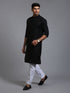 Vastramay Men's Black Cotton Blend Kurta Pyjama Set